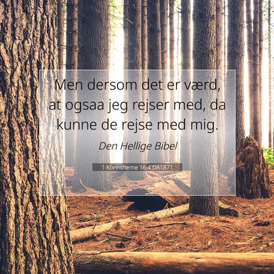 Picture 07 - 1 Korintherne 16:4 DA1871 - Men dersom det er værd, at ogsaa jeg rejser med, - Bible Verse Picture
