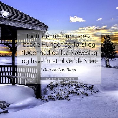 Picture 07 - 1 Korintherne 4:11 DA1871 - Indtil denne Time lide vi baade Hunger og Tørst - Bible Verse Picture