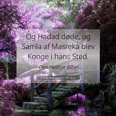 Picture 07 - 1 Krønikebog 1:47 DA1871 - Og Hadad døde, og Samla af Masreka blev Konge i - Bible Verse Picture