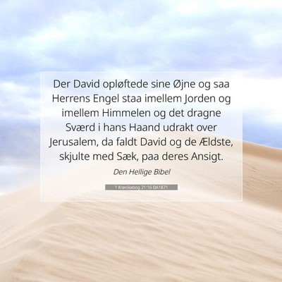 Picture 07 - 1 Krønikebog 21:16 DA1871 - Der David opløftede sine Øjne og saa Herrens - Bible Verse Picture