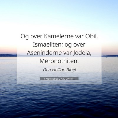 Picture 07 - 1 Krønikebog 27:30 DA1871 - Og over Kamelerne var Obil, Ismaeliten; og over - Bible Verse Picture