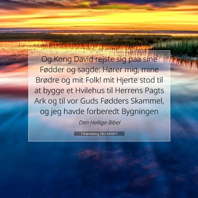 Picture 07 - 1 Krønikebog 28:2 DA1871 - Og Kong David rejste sig paa sine Fødder og - Bible Verse Picture