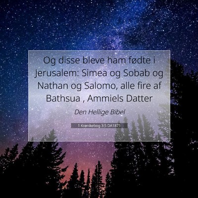 Picture 07 - 1 Krønikebog 3:5 DA1871 - Og disse bleve ham fødte i Jerusalem: Simea og - Bible Verse Picture