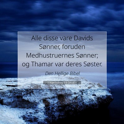 Picture 07 - 1 Krønikebog 3:9 DA1871 - Alle disse vare Davids Sønner, foruden - Bible Verse Picture