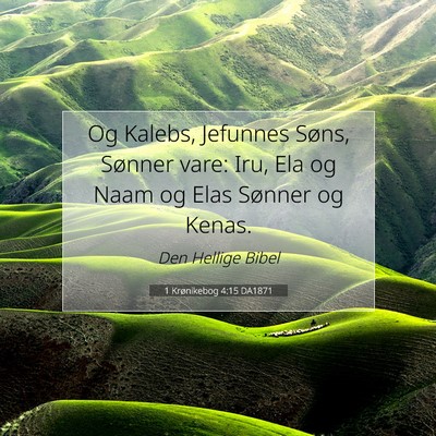 Picture 07 - 1 Krønikebog 4:15 DA1871 - Og Kalebs, Jefunnes Søns, Sønner vare: Iru, Ela - Bible Verse Picture