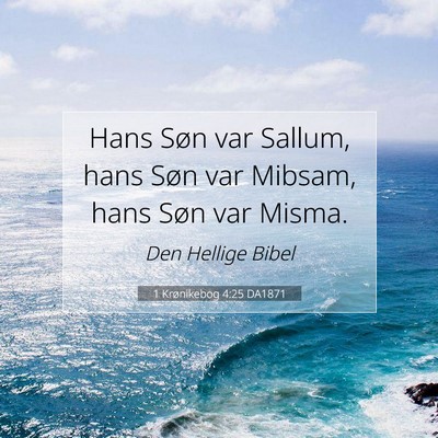 Picture 07 - 1 Krønikebog 4:25 DA1871 - Hans Søn var Sallum, hans Søn var Mibsam, hans - Bible Verse Picture