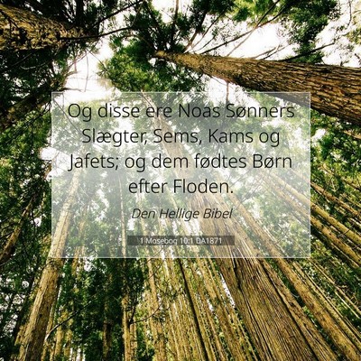 Picture 07 - 1 Mosebog 10:1 DA1871 - Og disse ere Noas Sønners Slægter, Sems, Kams - Bible Verse Picture