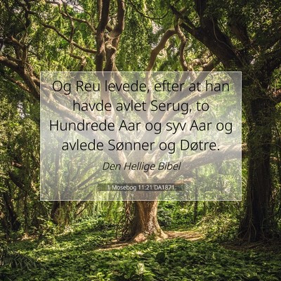 Picture 07 - 1 Mosebog 11:21 DA1871 - Og Reu levede, efter at han havde avlet Serug, to - Bible Verse Picture