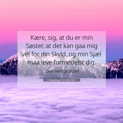 Picture 07 - 1 Mosebog 12:13 DA1871 - Kære, sig, at du er min Søster, at det kan gaa - Bible Verse Picture