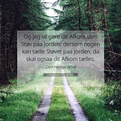 Picture 07 - 1 Mosebog 13:16 DA1871 - Og jeg vil gøre dit Afkom som Støv paa Jorden; - Bible Verse Picture