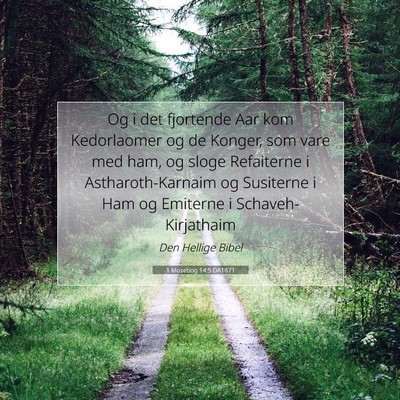 Picture 07 - 1 Mosebog 14:5 DA1871 - Og i det fjortende Aar kom Kedorlaomer og de - Bible Verse Picture