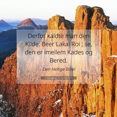 Picture 07 - 1 Mosebog 16:14 DA1871 - Derfor kaldte man den Kilde: Beer Lakai Roi ; se, - Bible Verse Picture