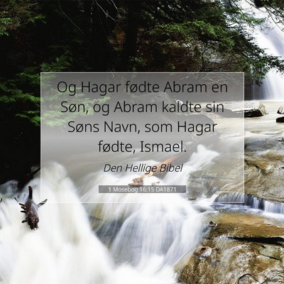 Picture 07 - 1 Mosebog 16:15 DA1871 - Og Hagar fødte Abram en Søn, og Abram kaldte - Bible Verse Picture