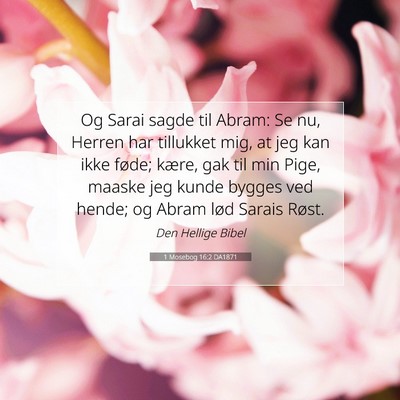 Picture 07 - 1 Mosebog 16:2 DA1871 - Og Sarai sagde til Abram: Se nu, Herren har - Bible Verse Picture