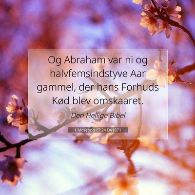 Picture 07 - 1 Mosebog 17:24 DA1871 - Og Abraham var ni og halvfemsindstyve Aar gammel, - Bible Verse Picture