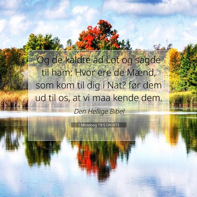 Picture 07 - 1 Mosebog 19:5 DA1871 - Og de kaldte ad Lot og sagde til ham: Hvor ere de - Bible Verse Picture