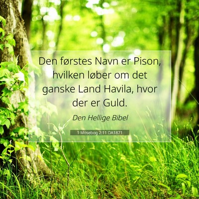 Picture 07 - 1 Mosebog 2:11 DA1871 - Den førstes Navn er Pison, hvilken løber om det - Bible Verse Picture