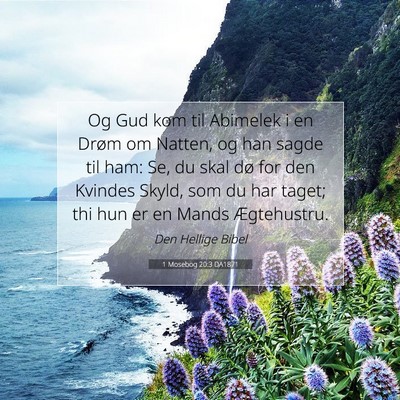Picture 07 - 1 Mosebog 20:3 DA1871 - Og Gud kom til Abimelek i en Drøm om Natten, og - Bible Verse Picture
