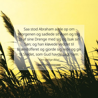 Picture 07 - 1 Mosebog 22:3 DA1871 - Saa stod Abraham aarle op om Morgenen og sadlede - Bible Verse Picture