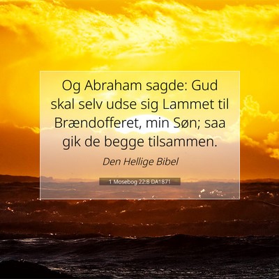 Picture 07 - 1 Mosebog 22:8 DA1871 - Og Abraham sagde: Gud skal selv udse sig Lammet - Bible Verse Picture