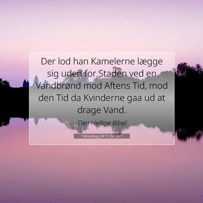 Picture 07 - 1 Mosebog 24:11 DA1871 - Der lod han Kamelerne lægge sig uden for Staden - Bible Verse Picture