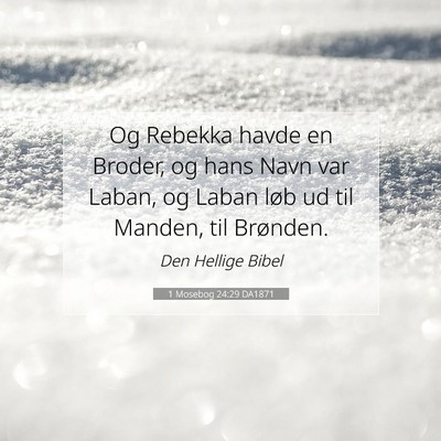 Picture 07 - 1 Mosebog 24:29 DA1871 - Og Rebekka havde en Broder, og hans Navn var - Bible Verse Picture