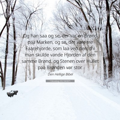 Picture 07 - 1 Mosebog 29:2 DA1871 - Og han saa og se, der var en Brønd paa Marken, - Bible Verse Picture