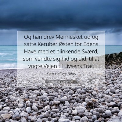 Picture 07 - 1 Mosebog 3:24 DA1871 - Og han drev Mennesket ud og satte Keruber Østen - Bible Verse Picture