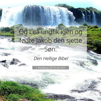 Picture 07 - 1 Mosebog 30:19 DA1871 - Og Lea undfik igen og fødte Jakob den sjette - Bible Verse Picture