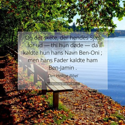 Picture 07 - 1 Mosebog 35:18 DA1871 - Og det skete, der hendes Sjæl for ud — thi hun - Bible Verse Picture