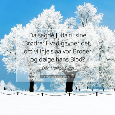 Picture 07 - 1 Mosebog 37:26 DA1871 - Da sagde Juda til sine Brødre: Hvad gavner det, - Bible Verse Picture