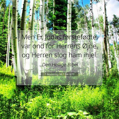 Picture 07 - 1 Mosebog 38:7 DA1871 - Men Er, Judas førstefødte, var ond for Herrens - Bible Verse Picture