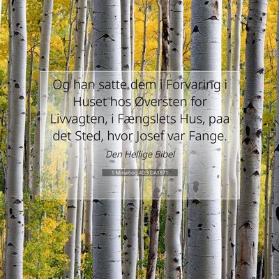 Picture 07 - 1 Mosebog 40:3 DA1871 - Og han satte dem i Forvaring i Huset hos - Bible Verse Picture