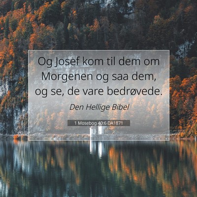Picture 07 - 1 Mosebog 40:6 DA1871 - Og Josef kom til dem om Morgenen og saa dem, og - Bible Verse Picture