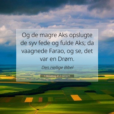 Picture 07 - 1 Mosebog 41:7 DA1871 - Og de magre Aks opslugte de syv fede og fulde - Bible Verse Picture