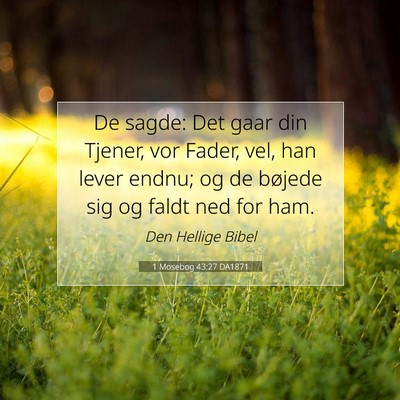 Picture 07 - 1 Mosebog 43:27 DA1871 - De sagde: Det gaar din Tjener, vor Fader, vel, - Bible Verse Picture