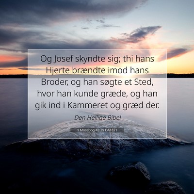 Picture 07 - 1 Mosebog 43:29 DA1871 - Og Josef skyndte sig; thi hans Hjerte brændte - Bible Verse Picture
