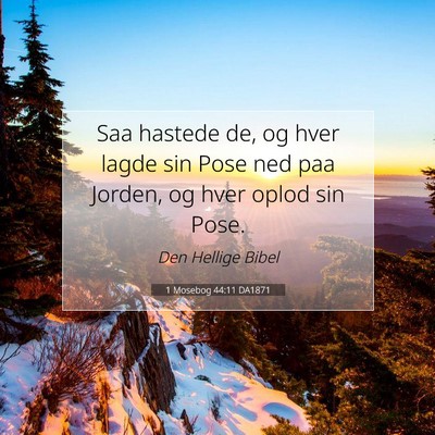 Picture 07 - 1 Mosebog 44:11 DA1871 - Saa hastede de, og hver lagde sin Pose ned paa - Bible Verse Picture