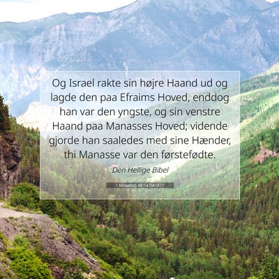 Picture 07 - 1 Mosebog 48:14 DA1871 - Og Israel rakte sin højre Haand ud og lagde den - Bible Verse Picture