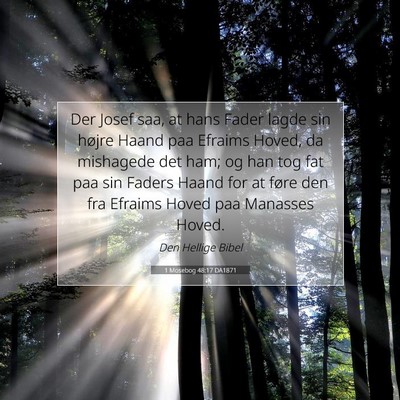Picture 07 - 1 Mosebog 48:17 DA1871 - Der Josef saa, at hans Fader lagde sin højre - Bible Verse Picture