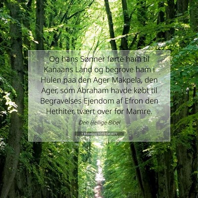 Picture 07 - 1 Mosebog 50:13 DA1871 - Og hans Sønner førte ham til Kanaans Land og - Bible Verse Picture