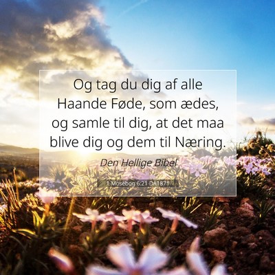 Picture 07 - 1 Mosebog 6:21 DA1871 - Og tag du dig af alle Haande Føde, som ædes, og - Bible Verse Picture