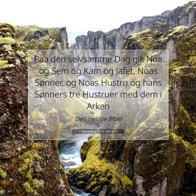 Picture 07 - 1 Mosebog 7:13 DA1871 - Paa den selvsamme Dag gik Noa og Sem og Kam og - Bible Verse Picture