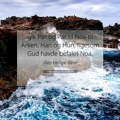 Picture 07 - 1 Mosebog 7:9 DA1871 - gik Par og Par til Noa til Arken, Han og Hun, - Bible Verse Picture