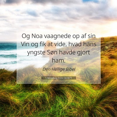 Picture 07 - 1 Mosebog 9:24 DA1871 - Og Noa vaagnede op af sin Vin og fik at vide, - Bible Verse Picture