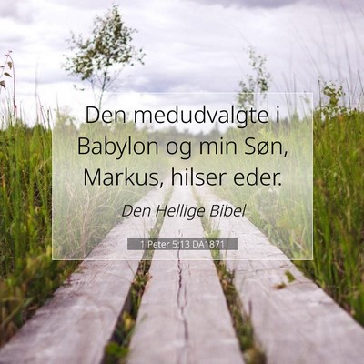 Picture 07 - 1 Peter 5:13 DA1871 - Den medudvalgte i Babylon og min Søn, Markus, - Bible Verse Picture