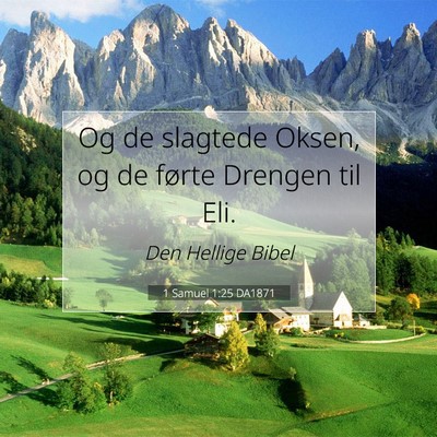 Picture 07 - 1 Samuel 1:25 DA1871 - Og de slagtede Oksen, og de førte Drengen til - Bible Verse Picture