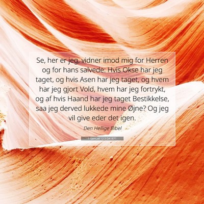 Picture 07 - 1 Samuel 12:3 DA1871 - Se, her er jeg, vidner imod mig for Herren og for - Bible Verse Picture