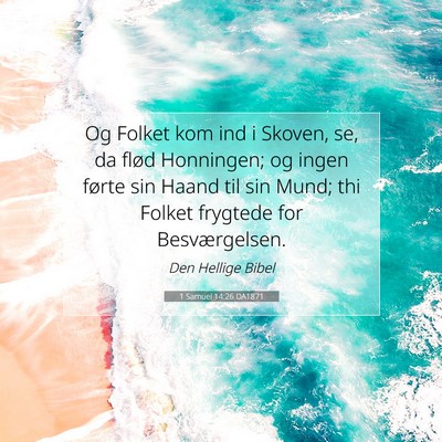 Picture 07 - 1 Samuel 14:26 DA1871 - Og Folket kom ind i Skoven, se, da flød - Bible Verse Picture