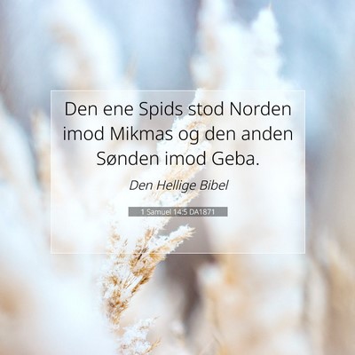 Picture 07 - 1 Samuel 14:5 DA1871 - Den ene Spids stod Norden imod Mikmas og den - Bible Verse Picture